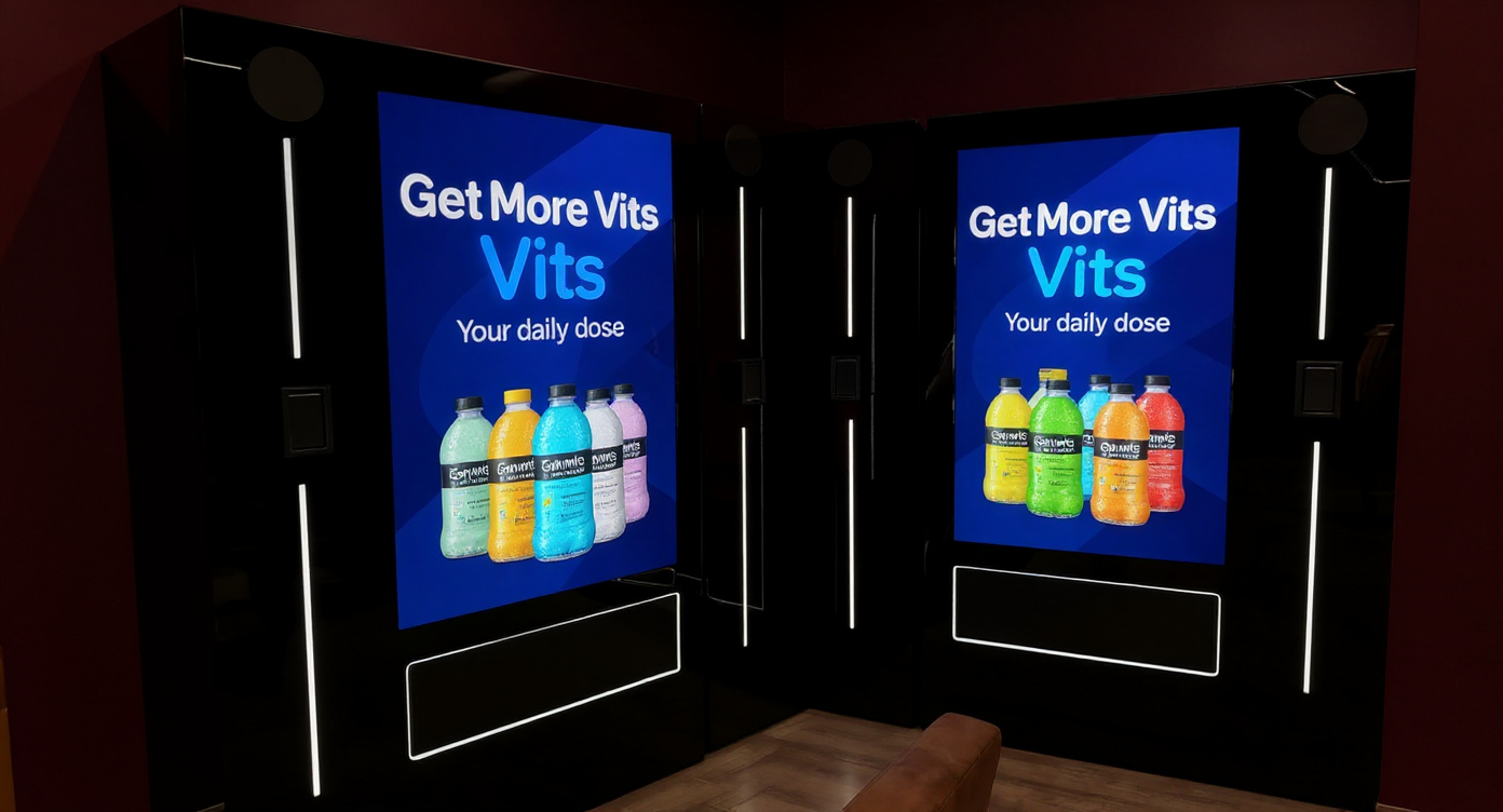 Get More Vits live on Bright.Blue screens in health and fitness locations