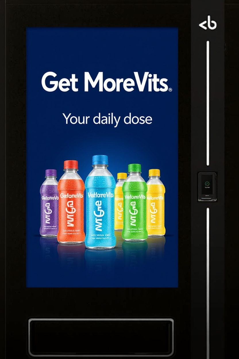 Get More Vits branded Bright.Blue machines in health and fitness locations