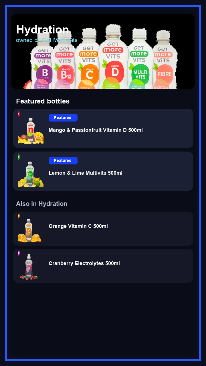 Get More Vits owning the Hydration category